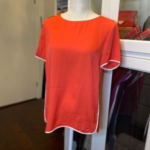 JCrew Silk Blend Top with white Piping.  Size 4